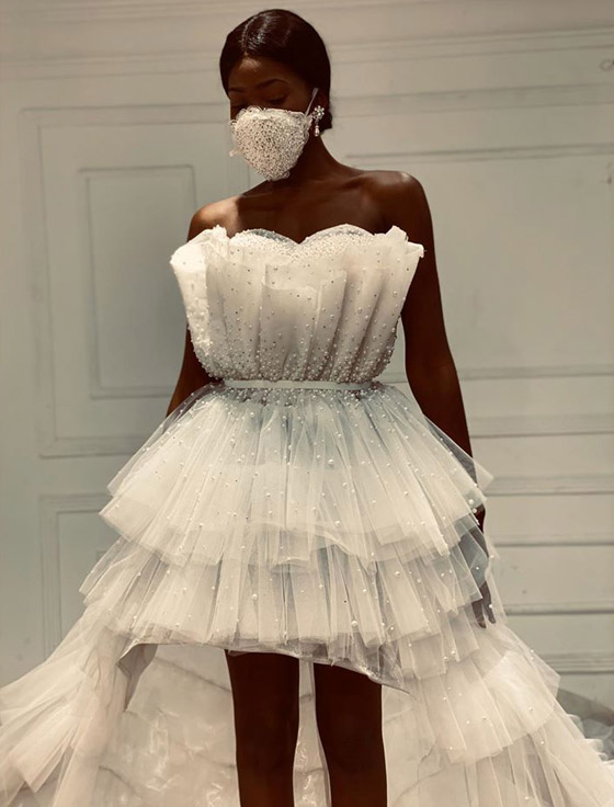 مصمم أزياء مصري يبتكر (كمامة سواريه) لتفادي كورونا بحفلات الزفاف صورة رقم 4 مصمم أزياء مصري يبتكر (كمامة سواريه) لتفادي كورونا بحفلات الزفاف صورة رقم 4