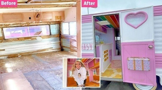 صور :يحولان كارافان قديم إلى شاحنة باربي مدهشة صورة رقم 1