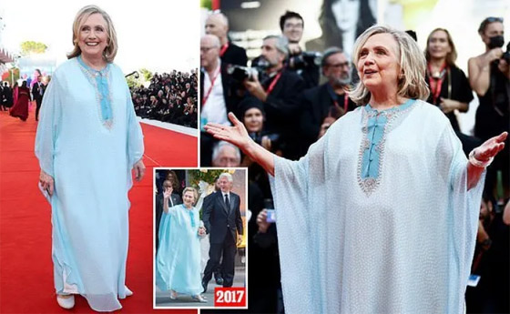 قفطان مغربي أزرق واسع يضع هيلاري كلينتون في ورطة (صور)!! صورة رقم 1 قفطان مغربي أزرق واسع يضع هيلاري كلينتون في ورطة (صور)!! صورة رقم 1