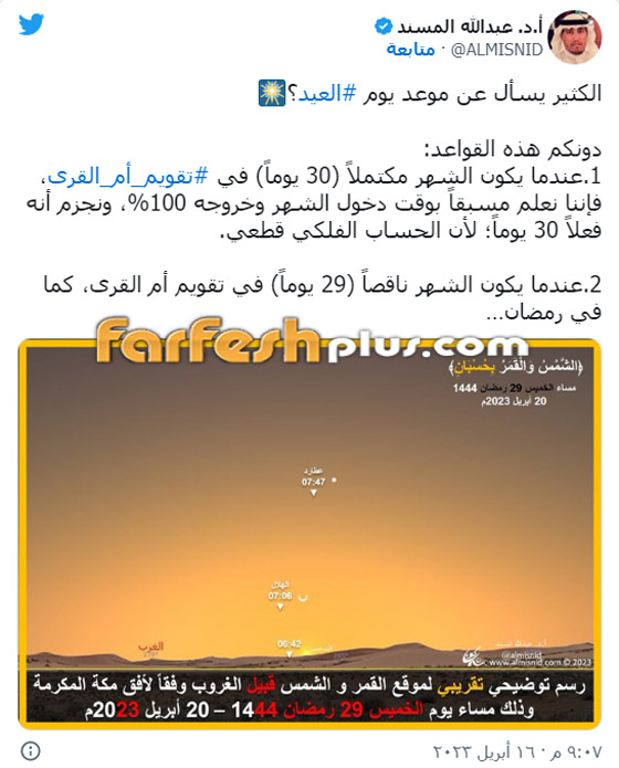 صورة رقم 5 - متى يكون عيد الفطر.. الجمعة أم السبت؟ صورة رقم 5 - متى يكون عيد الفطر.. الجمعة أم السبت؟