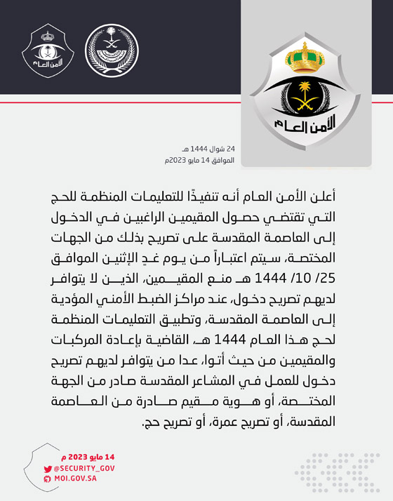صورة رقم 2 - قانون جديد بالسعودية: منع المقيمين من الدخول إلى مكة دون تصريح صورة رقم 2 - قانون جديد بالسعودية: منع المقيمين من الدخول إلى مكة دون تصريح