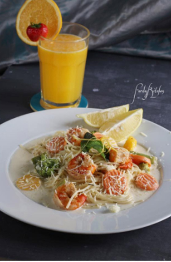 اليكم طريقة تحضير باستا بالروبيان وصوص الليمون صورة رقم 3