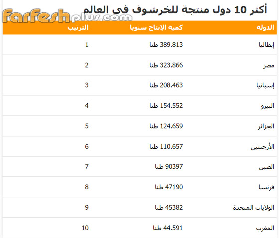 صورة رقم 2 - 3 دول عربية بين أكثر 10 بلدان لالعالم منتجة للخرشوف بـ8 فوائد صحية صورة رقم 2 - 3 دول عربية بين أكثر 10 بلدان لالعالم منتجة للخرشوف بـ8 فوائد صحية