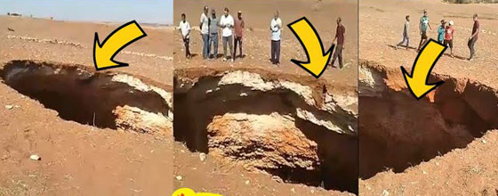 صورة رقم 4 - حفرة ضخمة غامضة بعمق 60 مترا تظهر فجأة في المغرب وتثير الرعب صورة رقم 4 - حفرة ضخمة غامضة بعمق 60 مترا تظهر فجأة في المغرب وتثير الرعب