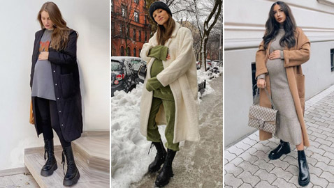 أفكار تساعدك على تنسيق المعطف خلال فترة الحمل في شتاء 2022