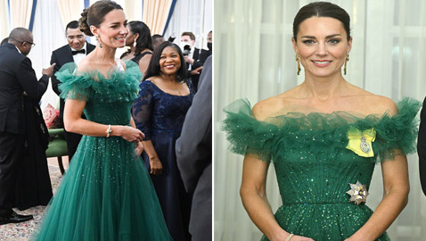 صور: كيت ميدلتون بفستان أخضر زمردي خلاب في جامايكا.. ما كلفته؟