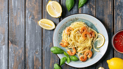 اليكم طريقة تحضير باستا بالروبيان وصوص الليمون