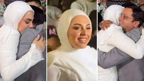 محمد هنيدي يحتفل بعقد قران ابنته فريدة.. العروس تبكي ووالدها يحتضنها